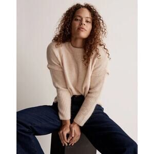 Madewell Havener Cable Knit Pullover Sweater Heather Powder Size S